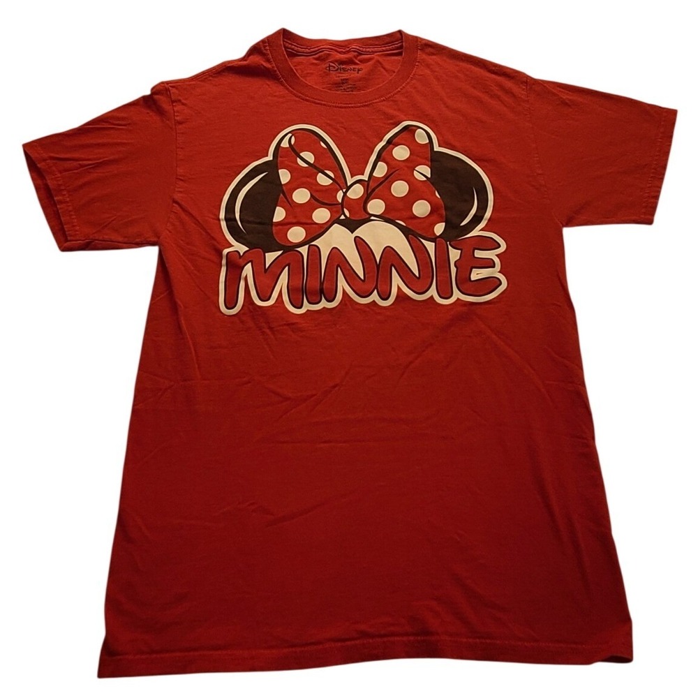 Disney Minnie Mouse Red Graphic T-Shirt Polka Dot Bow Women's Small Casual